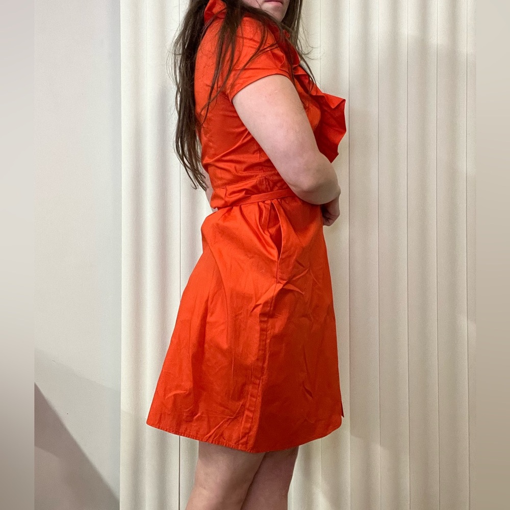 Elizabeth McKay Scotland Ruffled Wrap Dress Size 4 Orange - Picture 10 of 11